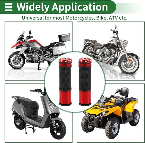 Motoforti 7/8" 22mm 15/16" 24mm Universal Motorcycle Hand Grips Cover Rubber Aluminum Alloy Handlebar Grips for Motorcycle Scooter Bicycle ATV Black Red 1 Pair in Saudi Arabia