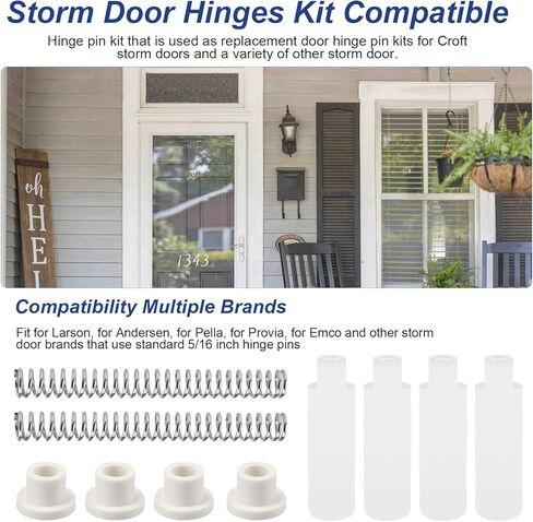 k 5131 Storm Door Hinge Pin Repair Kit, Storm Door Hardware Kit with 2-9/16'' Storm Door Spring,5/16'' Door Pins and Bushings Kit, Door Hinge Repair Kit Fit for Andersen Emco Storm Door Hinges Parts in Kuwait