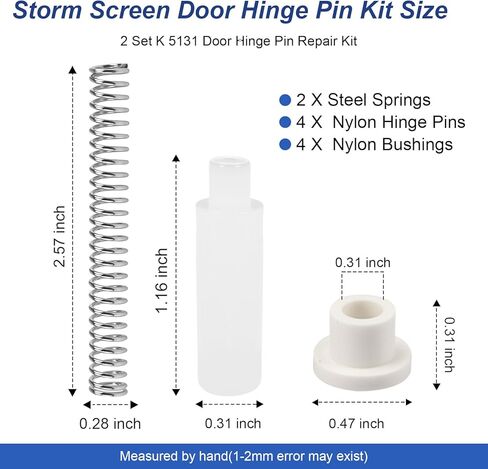 k 5131 Storm Door Hinge Pin Repair Kit, Storm Door Hardware Kit with 2-9/16'' Storm Door Spring,5/16'' Door Pins and Bushings Kit, Door Hinge Repair Kit Fit for Andersen Emco Storm Door Hinges Parts in Kuwait