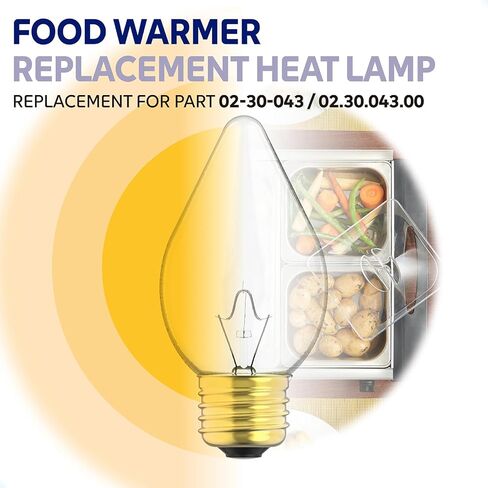 Food Warmer Lamp Bulbs Compatible with Hatco 02.30.043.00, E26 Base Commercial Food Warming Buffet Restaurant Heat Bulbs, High Temp Shatter Resistant Safety Light Bulb, 60W, 4 Pack in Kuwait