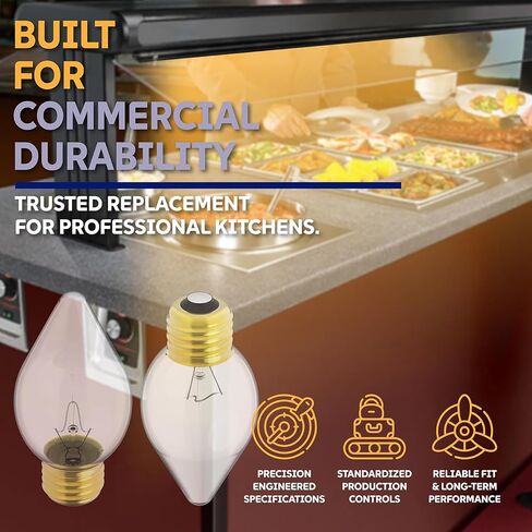 Food Warmer Lamp Bulbs Compatible with Hatco 02.30.043.00, E26 Base Commercial Food Warming Buffet Restaurant Heat Bulbs, High Temp Shatter Resistant Safety Light Bulb, 60W, 4 Pack in Kuwait