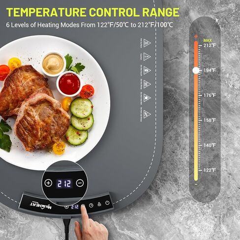 Food Warming Mat, Foldable Electric Warming Tray with 6 Temp Setting, Full-Surface Heat, 4 Hours Auto-Off, Nano Silicone Material, food warmer mat for Buffet, Home Party, Dinner, Grey in Saudi Arabia