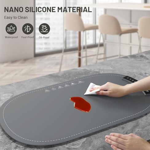 Food Warming Mat, Foldable Electric Warming Tray with 6 Temp Setting, Full-Surface Heat, 4 Hours Auto-Off, Nano Silicone Material, food warmer mat for Buffet, Home Party, Dinner, Grey in Saudi Arabia