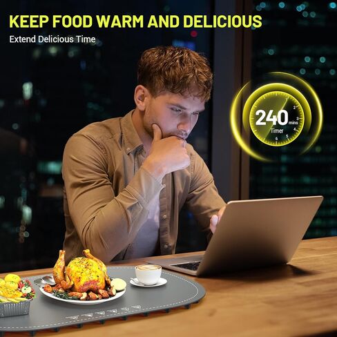Food Warming Mat, Foldable Electric Warming Tray with 6 Temp Setting, Full-Surface Heat, 4 Hours Auto-Off, Nano Silicone Material, food warmer mat for Buffet, Home Party, Dinner, Grey in Saudi Arabia