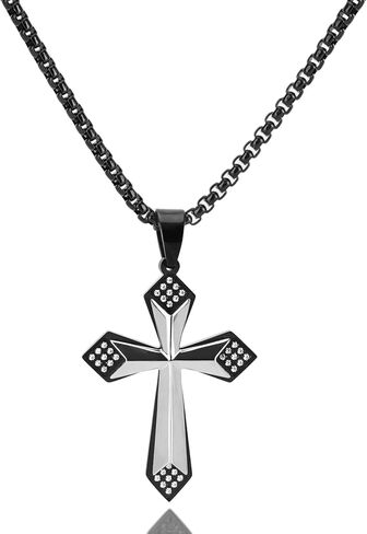 قلادة Jodee Crucifix Cross للرجال ، قلادة الصلبان الفضية ، هدية مجوهرات مثالية للرجال مع سلسلة متقاطعة 24 بوصة in Saudi Arabia