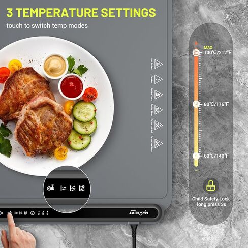 Food Warming Mat, Fast Heating Warming Mat for Food, Portable Electric Warming Tray for Parties Buffet with 4 Hours Timer Setting, Roll Up Food Warmer Mat in Saudi Arabia