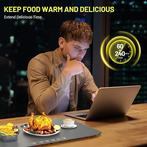 Food Warming Mat, Fast Heating Warming Mat for Food, Portable Electric Warming Tray for Parties Buffet with 4 Hours Timer Setting, Roll Up Food Warmer Mat in Saudi Arabia