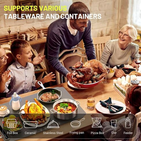 Food Warming Mat, Fast Heating Warming Mat for Food, Portable Electric Warming Tray for Parties Buffet with 4 Hours Timer Setting, Roll Up Food Warmer Mat in Saudi Arabia
