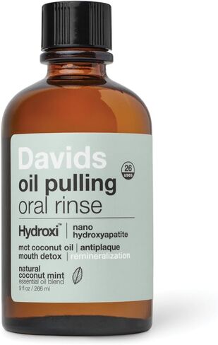 غسول الفم بزيت نانو هيدروكسيباتيت من ديفيدز، 100% زيت جوز الهند MCT، يعزز صحة الأسنان واللثة، تبييض طبيعي، زيوت أساسية لمكافحة الطاعون وإنعاش التنفس، نكهة النعناع، ​​9 أونصة in Kuwait