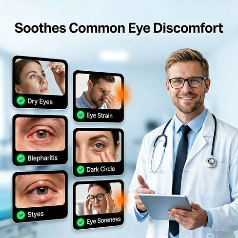 قناع العين الساخن للعين الجافة: ضغط دافئ مع وسادة USB، حرارة ثابتة - يخفف من جفاف العيون ويخفف التوتر، والعينين، والعيون المنتفخة والتوتر - قناع العين المريح للمساعدة في النوم والسفر بالطائرة in Kuwait