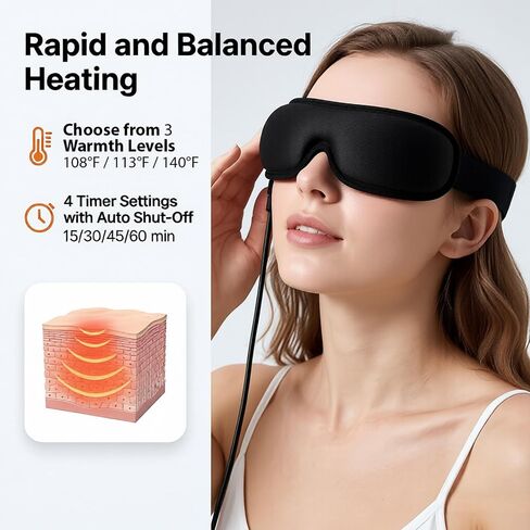 قناع العين الساخن للعين الجافة: ضغط دافئ مع وسادة USB، حرارة ثابتة - يخفف من جفاف العيون ويخفف التوتر، والعينين، والعيون المنتفخة والتوتر - قناع العين المريح للمساعدة في النوم والسفر بالطائرة in Kuwait