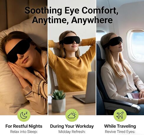 قناع العين الساخن للعين الجافة: ضغط دافئ مع وسادة USB، حرارة ثابتة - يخفف من جفاف العيون ويخفف التوتر، والعينين، والعيون المنتفخة والتوتر - قناع العين المريح للمساعدة في النوم والسفر بالطائرة in Kuwait