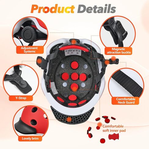 خوذة دراجة للأطفال من Wemfg مناسبة لـ 5-8-14، خوذة تزلج بإبزيم مغناطيسي للأولاد والبنات والشباب، تهوية خفيفة الوزن قابلة للتعديل ومتعددة الرياضات، سكوتر ركوب الدراجات، توازن الأسطوانة in Kuwait