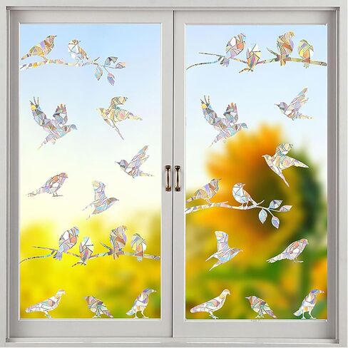 Hummingbird Window Clings for Glass Windows, Spring Summer Bird Flowers and Leaves Double-Side Static Window Decals Anti Collision Glass Doors Window Stickers in Saudi Arabia