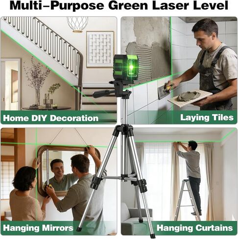 Laser Level 360 Self Leveling, Cross Line Laser with Self-Leveling, Vertical and Horizontal Line,for Construction and Picture Hanging, Horizontal Line leveler Tool (2 line green) in Saudi Arabia