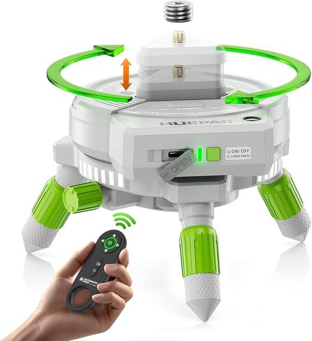 Huepar Electric 360° Rotating Base for Laser Level – Remote Control, Height Adjustable, 3-Speed ​​Fine Adjustment, Detachable Tripod Legs, 1/4"-20 Thread with 5/8"-11 Adapter, 2200mAh Lithium Battery in Saudi Arabia