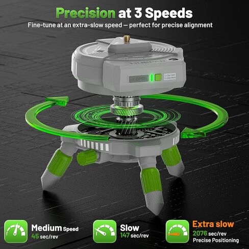 Huepar Electric 360° Rotating Base for Laser Level – Remote Control, Height Adjustable, 3-Speed ​​Fine Adjustment, Detachable Tripod Legs, 1/4"-20 Thread with 5/8"-11 Adapter, 2200mAh Lithium Battery in Saudi Arabia