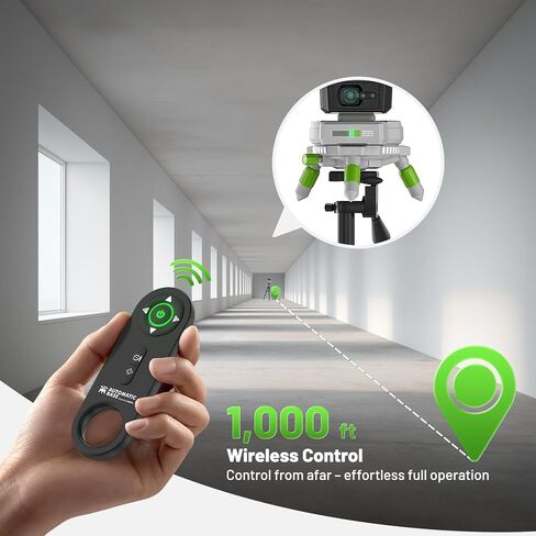 Huepar Electric 360° Rotating Base for Laser Level – Remote Control, Height Adjustable, 3-Speed ​​Fine Adjustment, Detachable Tripod Legs, 1/4"-20 Thread with 5/8"-11 Adapter, 2200mAh Lithium Battery in Saudi Arabia