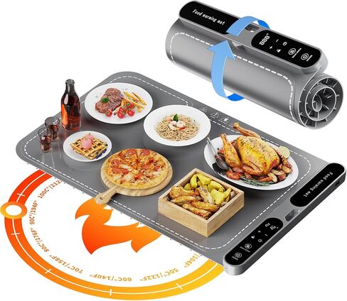 Final Clearance，Small and Medium-Sized Warming Mat for Food, Electric Silicone Food Warmer Trays for Chafing Dishes & Buffet,Portable Countertop Food Warmers for Parties, 7-Level Temp 8-Hour Timer, in Saudi Arabia