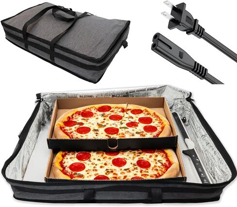 Heated Pizza Casserole Dish Carrier Bag, 120V Electric Heated, Insulated Pizza Food Bag, Pizza Delivery Bags for Hot Food Large Reusable (Delivery Bag + Heating Pad) (23"x15"x5") in Saudi Arabia