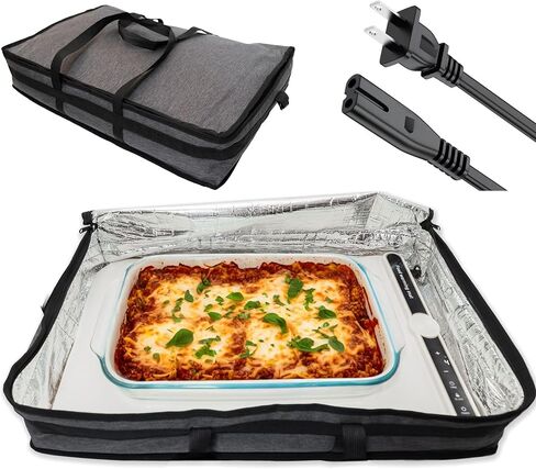 Heated Pizza Casserole Dish Carrier Bag, 120V Electric Heated, Insulated Pizza Food Bag, Pizza Delivery Bags for Hot Food Large Reusable (Delivery Bag + Heating Pad) (23"x15"x5") in Saudi Arabia