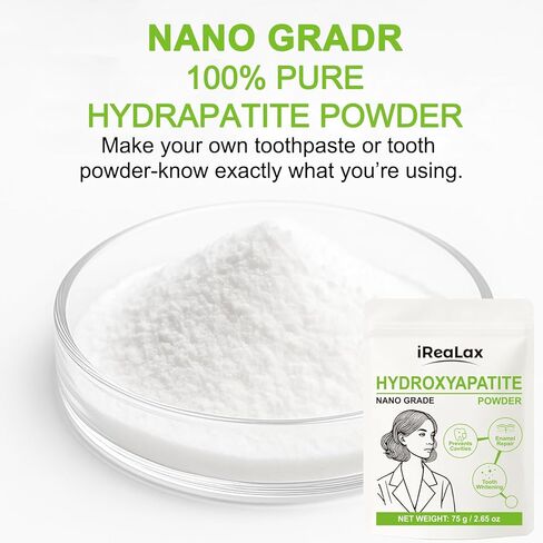 مسحوق هيدروكسيباتيت نقي 100% 75 جم (2.65 أونصة) | مسحوق هيدروكسيباتيت نانو للأسنان | معجون أسنان DIY، تبييض الأسنان وصناعة الصابون in Kuwait