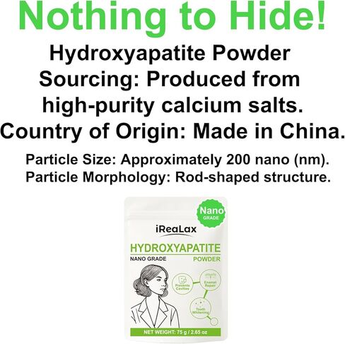 مسحوق هيدروكسيباتيت نقي 100% 75 جم (2.65 أونصة) | مسحوق هيدروكسيباتيت نانو للأسنان | معجون أسنان DIY، تبييض الأسنان وصناعة الصابون in Kuwait