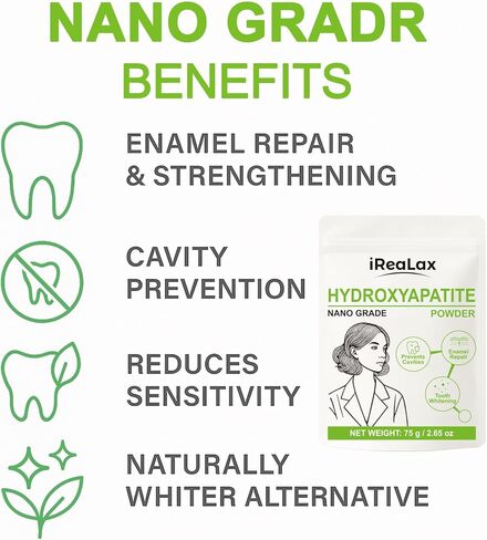 مسحوق هيدروكسيباتيت نقي 100% 75 جم (2.65 أونصة) | مسحوق هيدروكسيباتيت نانو للأسنان | معجون أسنان DIY، تبييض الأسنان وصناعة الصابون in Kuwait