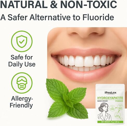 مسحوق هيدروكسيباتيت نقي 100% 75 جم (2.65 أونصة) | مسحوق هيدروكسيباتيت نانو للأسنان | معجون أسنان DIY، تبييض الأسنان وصناعة الصابون in Kuwait