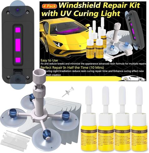 Clamper 4 PCS مجموعة إصلاح زجاجية أصفر الأصفر الأصفر-Zhu ، Cracks Got Glass Repair Kit Automotive Firce for Chips ، Cracks in Kuwait