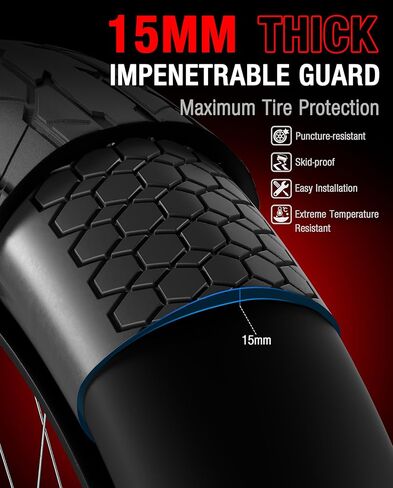 إدراج إطار 20 × 4.0، إطار دراجة مضاد للثقب، واقي بطانة إطار دراجة كهربائية مقاوم للثقب، يوقف الشقق من الأشواك، الزجاج، متوافق مع الدراجات الإلكترونية، دراجات الإطارات الدهنية، الدراجات الجبلية، قطعة واحدة in Kuwait