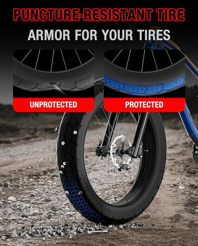 إدراج إطار 20 × 4.0، إطار دراجة مضاد للثقب، واقي بطانة إطار دراجة كهربائية مقاوم للثقب، يوقف الشقق من الأشواك، الزجاج، متوافق مع الدراجات الإلكترونية، دراجات الإطارات الدهنية، الدراجات الجبلية، قطعة واحدة in Kuwait