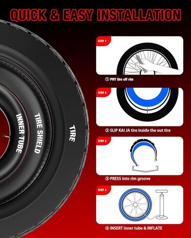 إدراج إطار 20 × 4.0، إطار دراجة مضاد للثقب، واقي بطانة إطار دراجة كهربائية مقاوم للثقب، يوقف الشقق من الأشواك، الزجاج، متوافق مع الدراجات الإلكترونية، دراجات الإطارات الدهنية، الدراجات الجبلية، قطعة واحدة in Kuwait