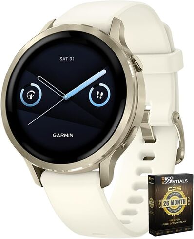 Garmin 010-03014-02 Venu 4, 45 mm Health & Fitness GPS Smartwatch, Silver with Citron Silicone Band Bundle with 2 YR CPS Enhanced Protection Pack in Saudi Arabia