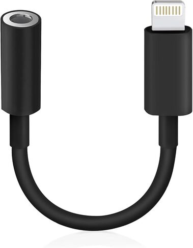 Lightning to 3.5mm Headphone Jack Adapter [Apple MFi Certified] Hi-Fi Stereo Sound, Full Function Control, Compatible with iPhone 14/13/12/11/X/8 & More – for Music, Calls & Car AUX Black 1Pack in Kuwait