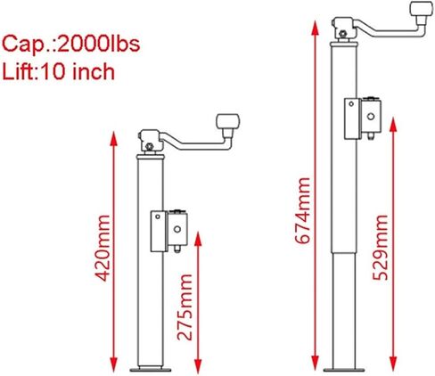 Trailer Jack, 2000 Lbs Trailer Tongue Swivel Jack, Top Wind Pipe Mount 10" Rv Yacht Hand-Cranked Lifting Bracket, for Utility Trailer, Rv Travel Trailer,Yacht,B in Saudi Arabia
