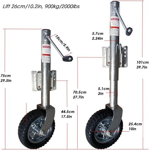 Trailer Jack Wheel - Bolt-On Swivel Tongue Jack, Swivel Trailer Jockey Wheel, Heavy Duty Boat Trailer Jockey Wheel with 10" Wheels, 900Kg Telescopic Jockey Whe,10in wheel/2000lb in Saudi Arabia