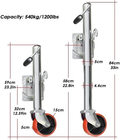 Boat Trailer Jack with Wheel - Bolt-On Swivel Tongue Jack, Lift Swivel Trailer Jack, 540Kg Heavy Duty Marine Swivel Trailer Jack, for Boat, Motorhome, Yacht in Saudi Arabia