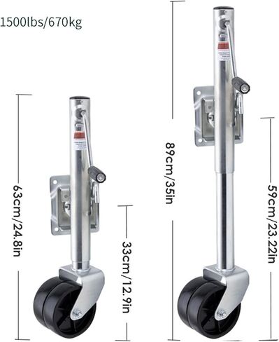 Bolt-On Swivel Tongue Jack - Lift Swivel Trailer Jack, Swivel Trailer Wheels, Heavy Duty Boat Trailer Jockey Wheel with 15Cm Double Wheels, Lift 25.4, 670Kg, F in Saudi Arabia