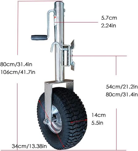 Marine Swivel Trailer Jack - Lift Swivel Trailer Jack, Beach Boat Trailer Jack, 13.38In Trailer Jack Wheel, Heavy-Duty Bolt-On Swivel Tongue Jack, 2000 Lb Capa,2000lbs/900kg in Saudi Arabia