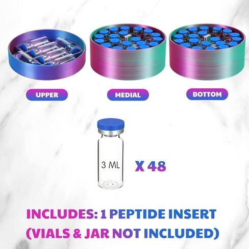 LemonRoad 3ml Vial Storage Inserts for 32oz Food Jar Peptide Case Insert Holds 48 Vials, 3 Piece Organizer Kit for Wellness, Travel, or Fridge Use(Black,1 Set) in Saudi Arabia