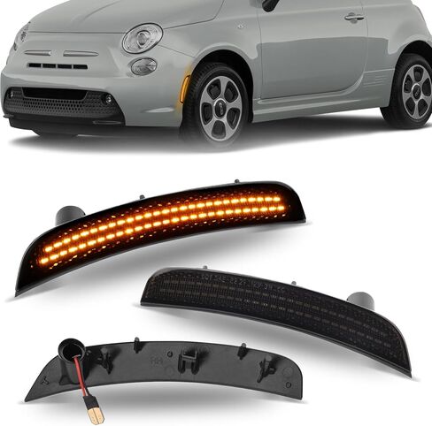Amber LED Side Marker Lights Smoke Lens Side Marker Light Assembly Compatible with 2011-2019 Fiat 500 500e Pop/Sports LED Front Bumper Reflector Side Marker, Pack of 2 in Saudi Arabia
