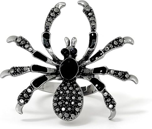 Halloween Rings for Women Gothic Spider Ring Statement Insect Shape Black Rhinestone Ring Adjustable Punk Halloween Costume Party Jewelry Gift in Kuwait
