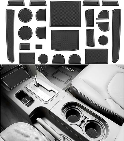 SENSHINE for Nissan Frontier Crew Cab 2005-2020 Nissan Xterra Accessories 2005-2015 Cup Holder Insert Center Console Liner Door Pocket Slot Mats Non-Slip Anti Dust Custom Interior 24PC Set(Black Trim) in Saudi Arabia