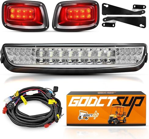 طقم شريط إضاءة EZGO، طقم إضاءة LED لعربة الجولف لعربات الغاز والكهرباء EZGO TXT 1996-2013، مع مصابيح خلفية أمامية EZGO قانونية للشارع 12 فولت وحزام الأسلاك in Kuwait