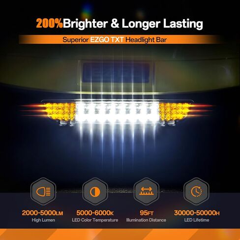 طقم شريط إضاءة EZGO، طقم إضاءة LED لعربة الجولف لعربات الغاز والكهرباء EZGO TXT 1996-2013، مع مصابيح خلفية أمامية EZGO قانونية للشارع 12 فولت وحزام الأسلاك in Kuwait