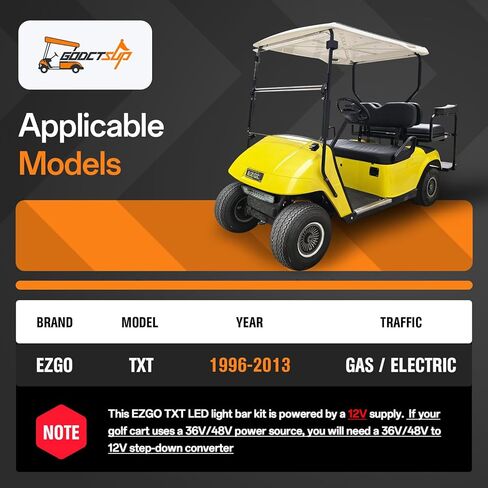 طقم شريط إضاءة EZGO، طقم إضاءة LED لعربة الجولف لعربات الغاز والكهرباء EZGO TXT 1996-2013، مع مصابيح خلفية أمامية EZGO قانونية للشارع 12 فولت وحزام الأسلاك in Kuwait