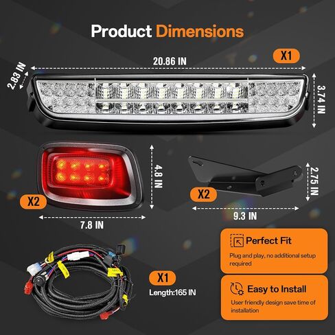 طقم شريط إضاءة EZGO، طقم إضاءة LED لعربة الجولف لعربات الغاز والكهرباء EZGO TXT 1996-2013، مع مصابيح خلفية أمامية EZGO قانونية للشارع 12 فولت وحزام الأسلاك in Kuwait