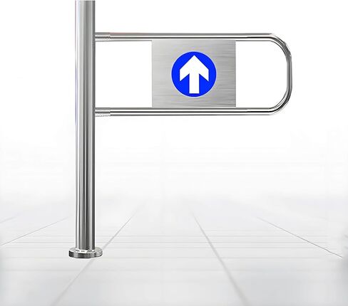 بوابة متأرجحة من الفولاذ المقاوم للصدأ في اتجاه واحد، باب معدني بزاوية 90 درجة للوصول إلى السوبر ماركت/المكتبة، مدخل متراس متين، حجم مفتوح 50 × 100 سم in Kuwait