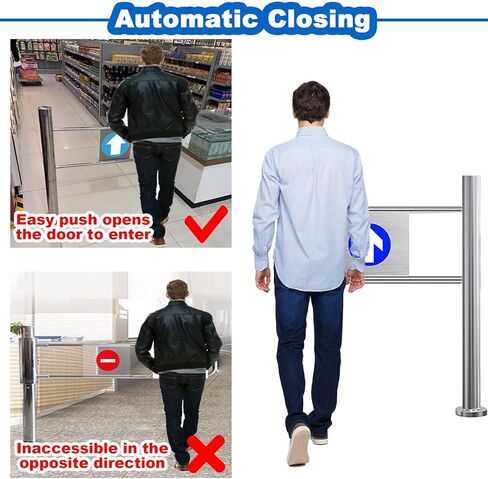 Automatic One-Way Swing Door, Stainless Steel Rebound Gate for Enhanced Safety in Shops/Supermarkets/Malls, Spring-Loaded Mechanism in Saudi Arabia